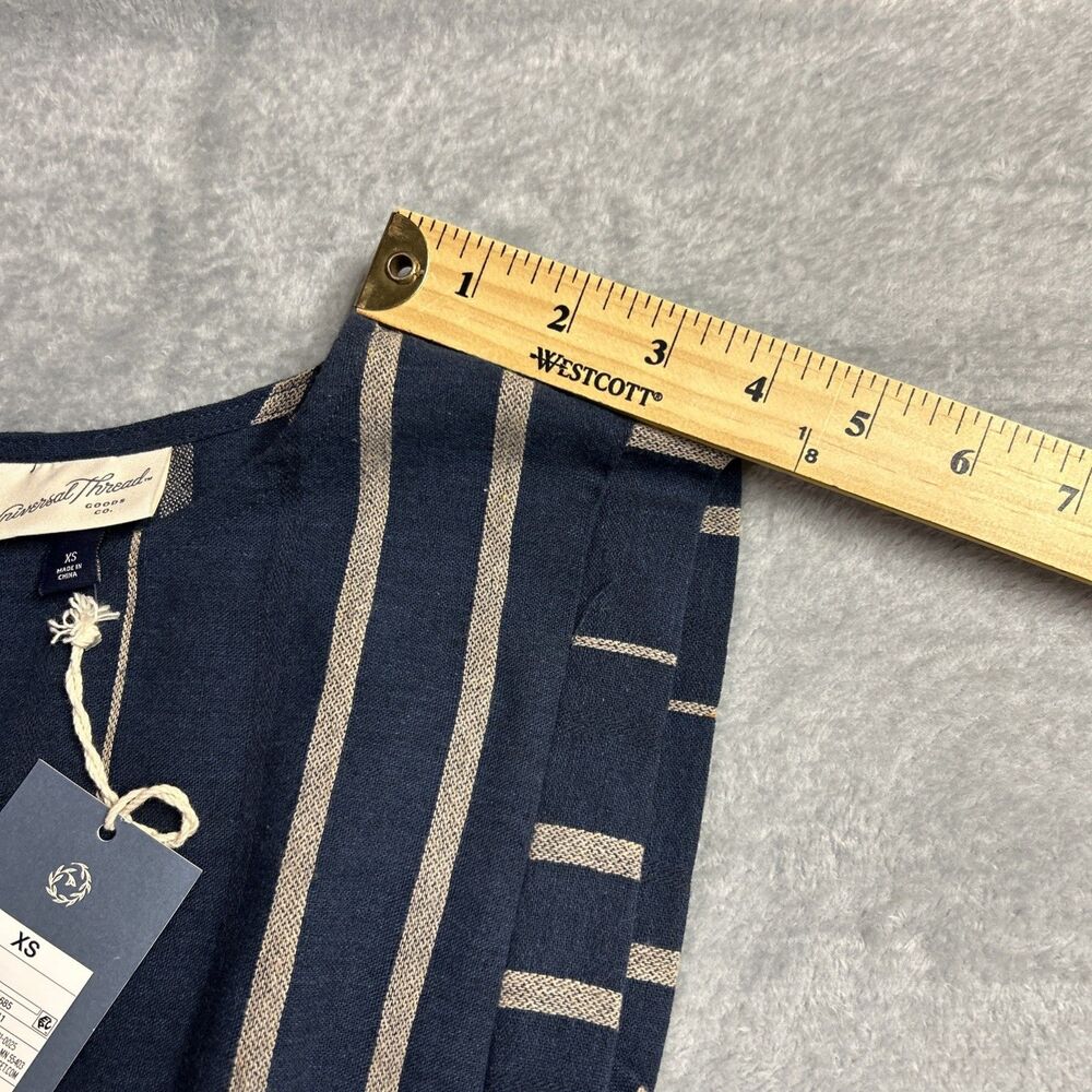 Universal Thread Jumpsuit Romper NWT - Striped Navy/Tan Wide Leg Sz XS - Picture 9 of 16